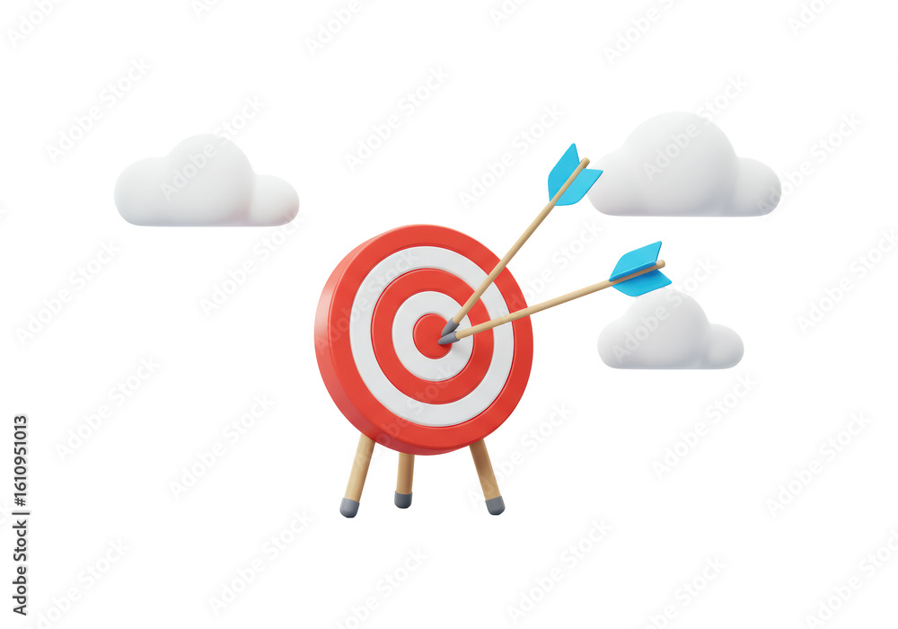 Poster Isolated Target with Arrows Symbolizing Goal Setting and Achievement