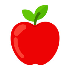 Fototapeta premium Red apple with green leaves isolated on white background