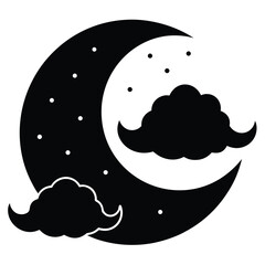 moon and clouds spooky vector icon