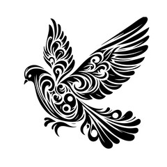 Fototapeta premium Ornate dove with decorative wings in flight