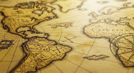 Antique world map with ocean details