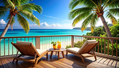 Fototapeta premium Luxury resort view of tropical beach and turquoise sea on summer holiday
