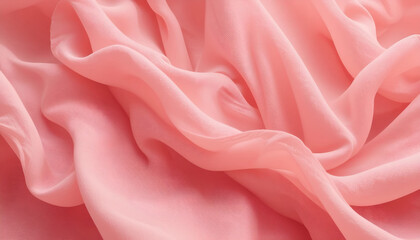 Obraz premium Soft pink silk or chiffon fabric texture with elegant folds and drapes, perfect for commercial use in fashion, beauty, and feminine design.