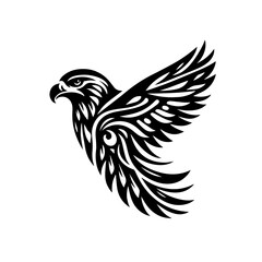 Fototapeta premium A stylized tribal eagle in flight, isolated on white
