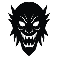 scary face silhouette vector icon