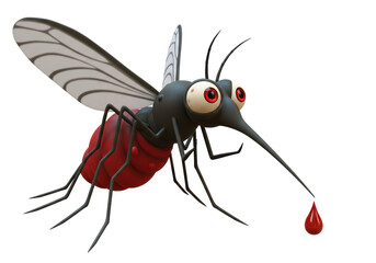 Isolated Mosquito with Blood Drop for Pest Control