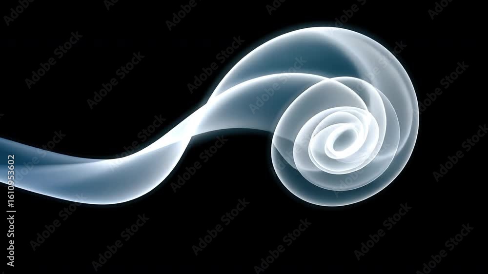 Poster elegant swirl an abstract design of smooth, fluid white spirals on black background, evoking creativ