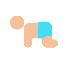 crawling baby simple flat icon illustration