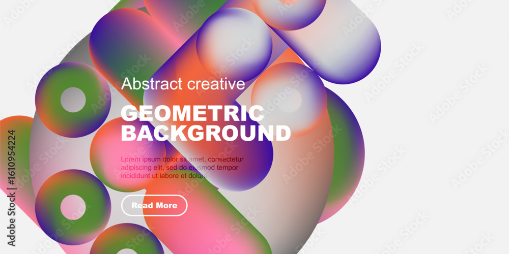 Aufkleber vibrant abstract shapes overlap, creating dynamic geometric background. text promotes further explor