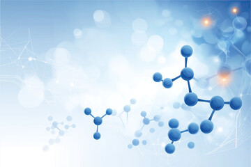 Futuristic 3D Molecular Network with Glowing Blue Spheres & Delicate Rods