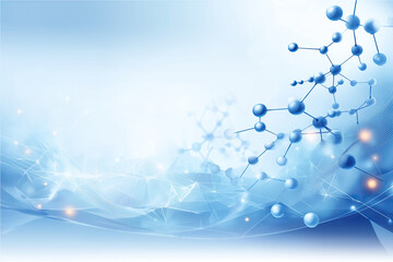 Futuristic 3D Molecular Network with Glowing Blue Spheres & Delicate Rods
