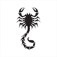 Tribal Scorpion Tattoo Design, Black Stylized Silhouette Vector Art for Scorpio Zodiac Sign.
