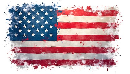 American Flag with watercolor design: A striking watercolor rendition of the American flag, its stars and stripes rendered with artistic flair and a touch of patriotic spirit.
