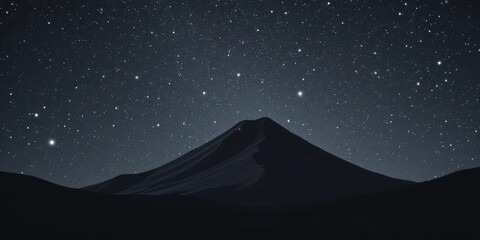  Clean Black Wallpaper Minimalist Single Mountain Silhouette with Intense Star Visibility