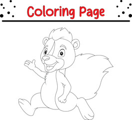 Skunk animal coloring book page for kids