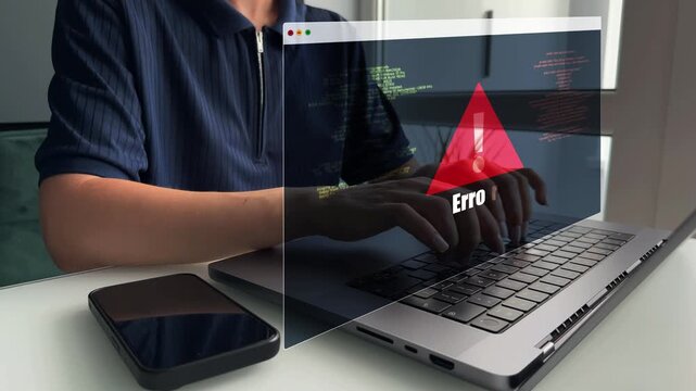 System warning caution,malware attack,ransomware data breach.Virus attack on firewall,scams phishing. Error notification on digital screen.