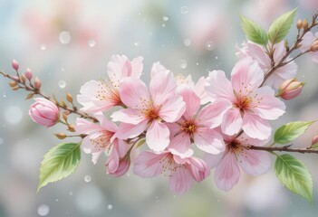  Gentle Brushstrokes Illustrating Spring s Renewal, Minimalist Aesthetic, Dreamy Ambience