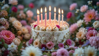  Floral Cake Botanical Celebration Still Life