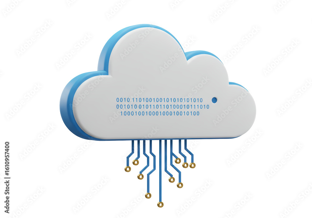 Poster isolated data cloud with circuit board connections