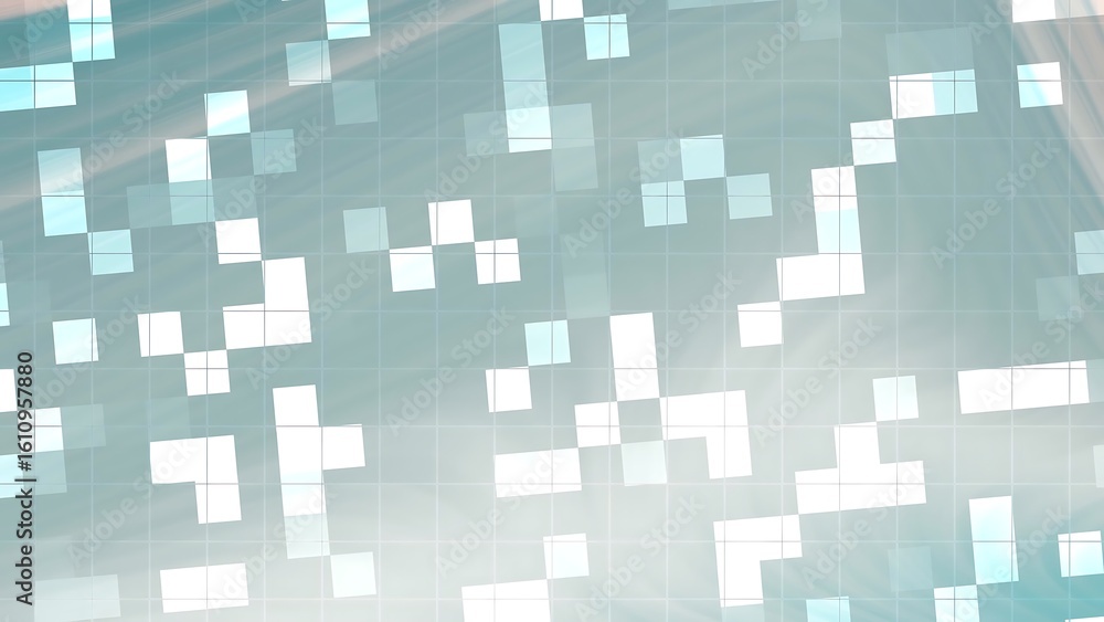 Aufkleber ombre arctic sunrise abstract background featuring a grid pattern with floating squares and light st