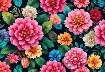  Tropical Carnation Repeat Pattern Vibrant Colors, Exotic Flowers, Paradise, Lush Botanical Design