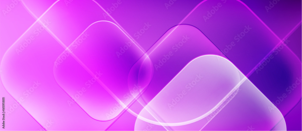 Poster abstract purple background. geometric shapes overlap creating luminous effect. soft gradients, moder