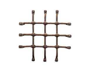 An old rusty metal grid isolated on the transparent background