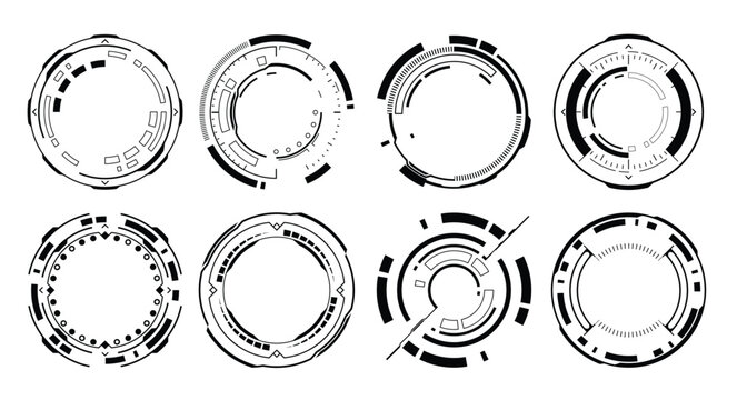  Vector futuristic circleframe sci fi element. HUD focus sci-fi circular design.