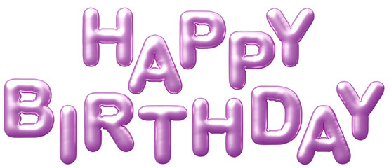 3D画像_風船_HAPPY BIRTHDAY_紫