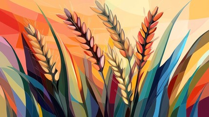 Colorful Wheat Field Abstract