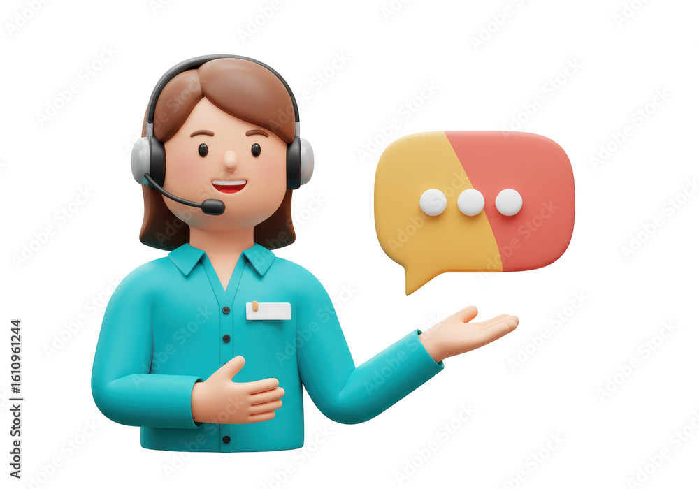 Poster isolated customer service representative with speech bubble