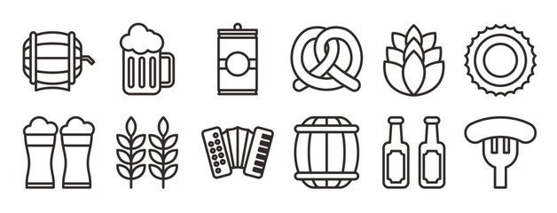 October festival outline icon set