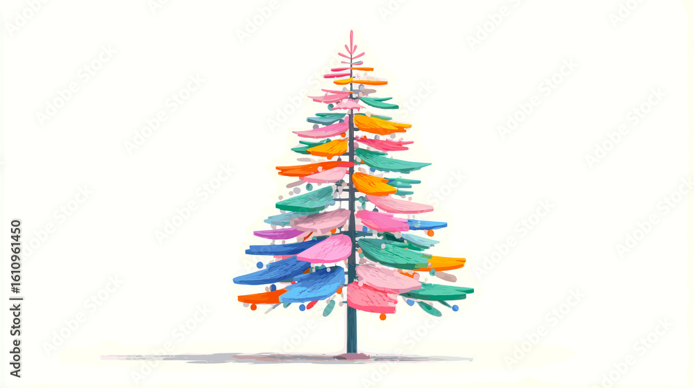 Poster a colorful tree with many different colored leaves. the tree is very tall and has a lot of branches