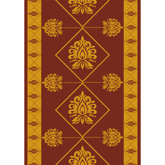 Decorative golden patterns on a red backdrop, showcasing elegant designs and visual appeal