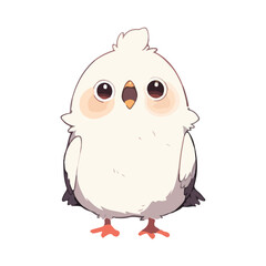 Fluffy White Bird Cartoon Character