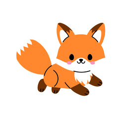 Adorable Fox Walking Cartoon Vector