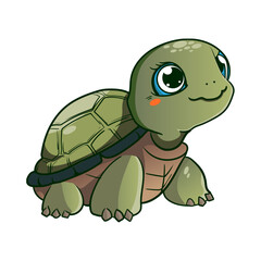 Smiling Turtle Cute Cartoon Vector