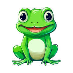 Happy Green Frog Cartoon Character
