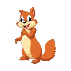 Happy Standing Squirrel Cartoon Vector
