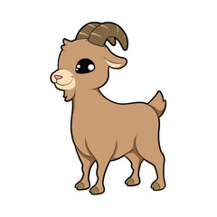 Cute Baby Goat Cartoon Illustration
