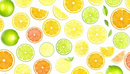 Fresh and Juicy Citrus Seamless Pattern – Watercolor Style