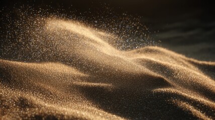 Mystical sand dune with glittering particles. Neural network AI generated