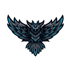 Fierce Blue Owl Mascot Vector Illustration