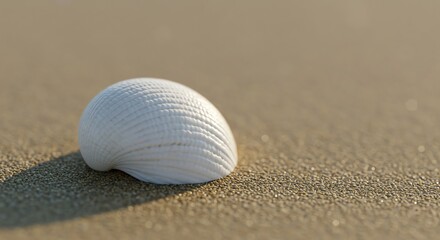 White Seashell on Golden Sand