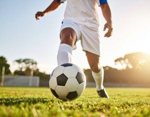 Obraz premium soccer player kicking ball