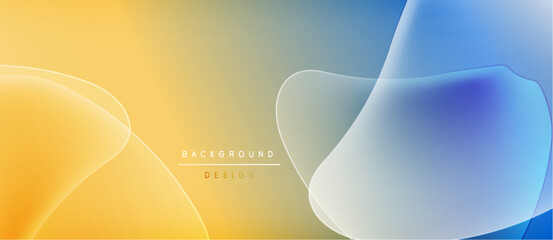 Abstract gradient background. Fluid shapes overlap, creating soft color transitions. Yellow, blue, teal hues dominate design. Minimalist aesthetic.