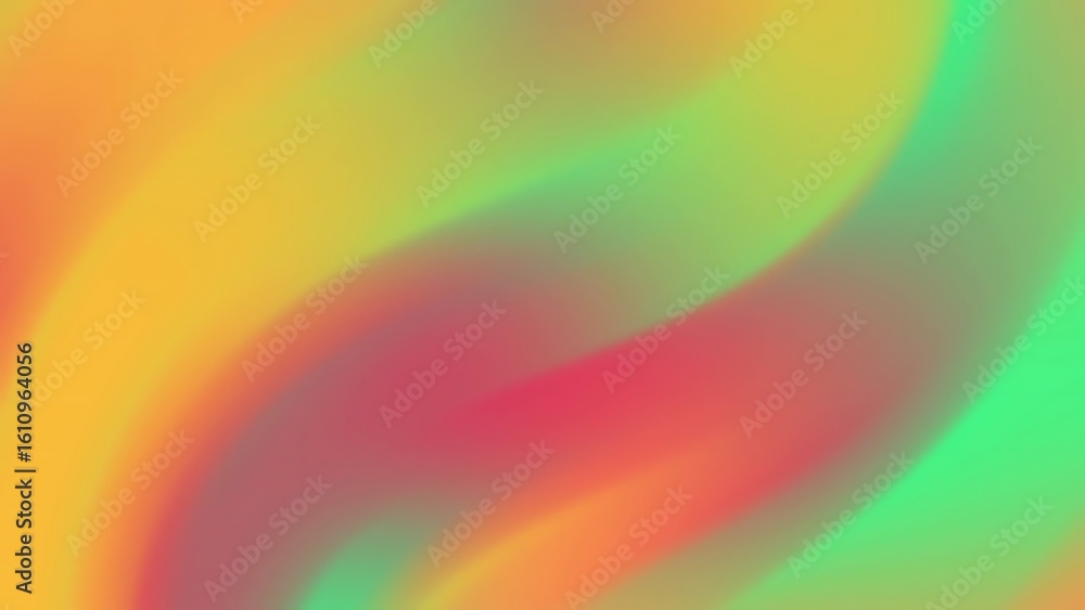 Poster ombre bold blossom abstract gradient background with flowing waves of yellow, green, and red colors 