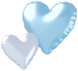 3D画像_ハートの風船_水色