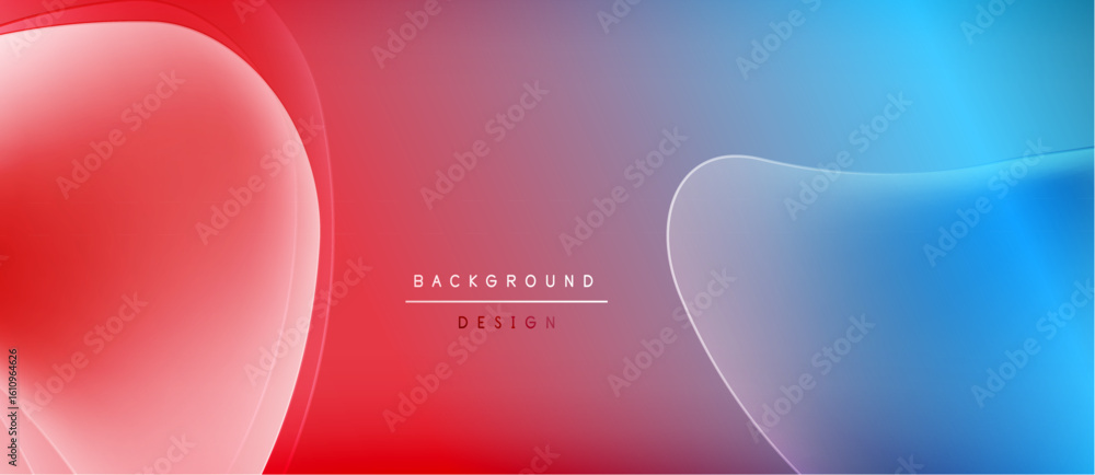 Poster abstract fluid shapes blend red, purple, blue gradients. modern design element for backgrounds, pres