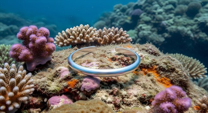 Bracelet Resting on a Coral Reef Underwater